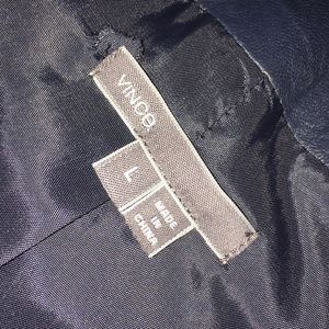 Vince Navy Blue Perforated Leather Jacket Coat